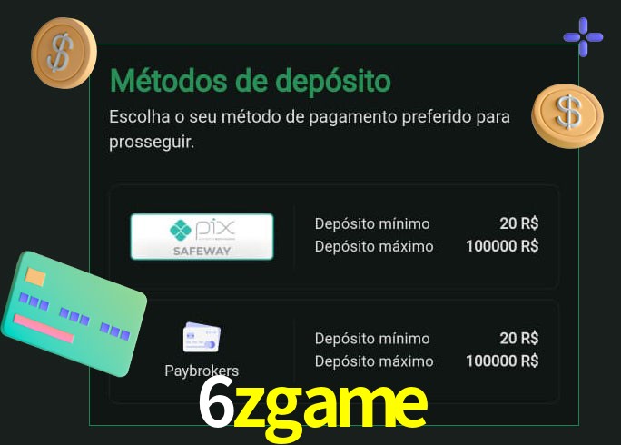 O cassino 6zgame oferece uma grande variedade de métodos de pagamento
